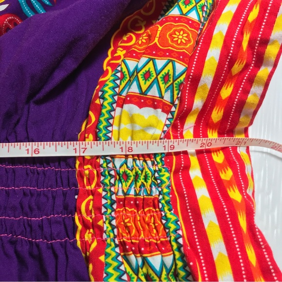 NF Bright Multicolored Kaftan 100% Cotton Top Free Size OS - Picture 9 of 11